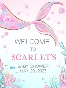 268 Mermaid Baby Shower Welcome Sign 18x24: 268 Mermaid Baby Shower Welcome Sign