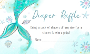 270 Aqua Blue Mermaid Baby Shower Diaper Raffle: 270 Aqua Blue Mermaid Baby Shower Invitation Set