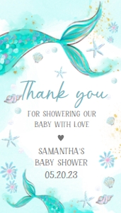 270 Aqua Blue Mermaid Baby Shower Favor Tag: 270 Aqua Blue Mermaid Baby Shower Favor Tag