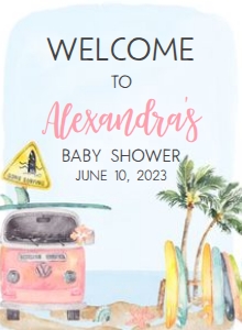 272 Pink Baby on Board Baby Shower Welcome Sign 11x15: 272 Pink Baby on Board Baby Shower Welcome Sign