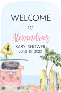 272 Pink Baby on Board Baby Shower Welcome Sign 24x36: 272 Pink Baby on Board Baby Shower Welcome Sign