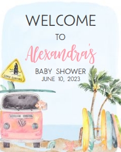 272 Pink Baby on Board Baby Shower Welcome Sign 16x20: 272 Pink Baby on Board Baby Shower Welcome Sign