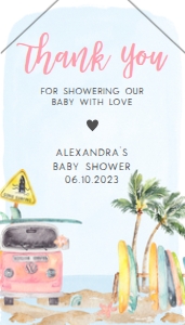 272 Pink Baby on Board Baby Shower Favor Tag with Line: 272 Pink Baby on Board Baby Shower Favor Tag