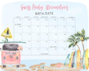 272 Pink Baby on Board Baby Shower Calendar 10x8: 272 Pink Baby on Board Baby Shower Calendar