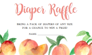 275 Peaches Baby Shower Diaper Raffle: 275 Peaches Baby Shower Invitation Set