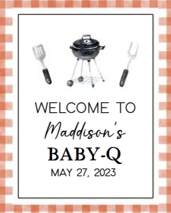 278 Barbeque Baby Shower Welcome Sign 16x20: 278 Barbeque Baby Shower Welcome Sign