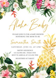 277 Aloha Pineapple Baby Shower Invitation design preview