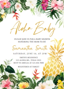 277 Aloha Pineapple Baby Shower Invitation: 277 Aloha Pineapple Baby Shower Invitation