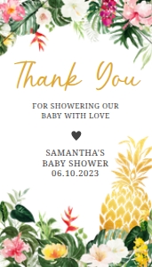 277 Aloha Pineapple Baby Shower Favor Tag with Line: 277 Aloha Pineapple Baby Shower Favor Tag