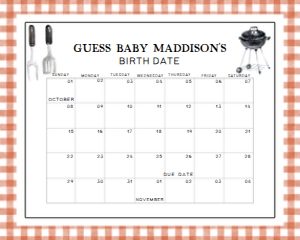 278 Barbeque Baby Shower Calendar 10x8: 278 Barbeque Baby Shower Calendar