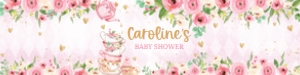 279 Pink Vintage Tea Party Baby Shower Bottle Label design preview