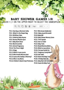 241 Pink Peter Rabbit Baby Shower Games design preview