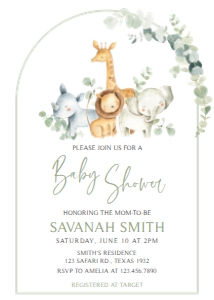 282 Safari Baby Shower Invitation: 282 Safari Baby Shower Invitation Set