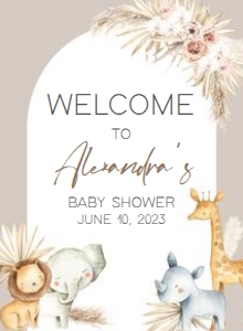 284 Boho Safari Baby Shower Welcome Sign 11x15: 284 Boho Safari Baby Shower Welcome Sign