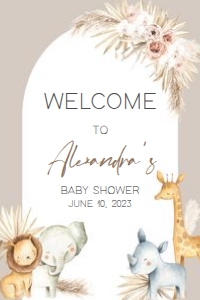 284 Boho Safari Baby Shower Welcome Sign 20x30: 284 Boho Safari Baby Shower Welcome Sign