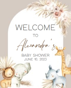 284 Boho Safari Baby Shower Welcome Sign 16x20: 284 Boho Safari Baby Shower Welcome Sign