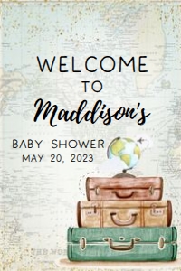 285 Travel Around the World Baby Shower Welcome Sign 24x36: 285 Travel Around the World Baby Shower Welcome Sign