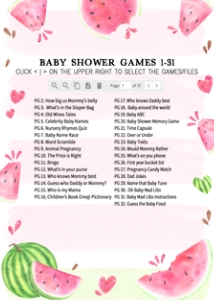 266 Pink Watermelon Baby Shower Games Bundle 1: 266 Pink Watermelon Baby Shower Games Bundle
