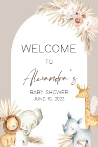 284 Boho Safari Baby Shower Welcome Sign 24x36: 284 Boho Safari Baby Shower Welcome Sign
