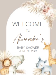 284 Boho Safari Baby Shower Welcome Sign 18x24: 284 Boho Safari Baby Shower Welcome Sign