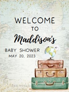 285 Travel Around the World Baby Shower Welcome Sign 18x24: 285 Travel Around the World Baby Shower Welcome Sign