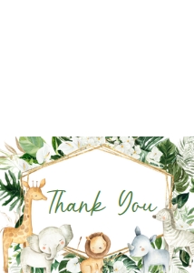286 Floral Tropical Safari Animals Baby Shower Thank You Card: 286 Floral Tropical Safari Animals Baby Shower Invitation Set