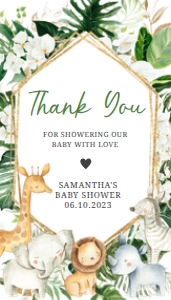 286 Floral Tropical Safari Animals Baby Shower Favor Tag: 286 Floral Tropical Safari Animals Baby Shower Favor Tag