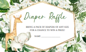 286 Floral Tropical Safari Animals Baby Shower Diaper Raffle: 286 Floral Tropical Safari Animals Baby Shower Invitation Set