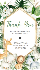 286 Floral Tropical Safari Animals Baby Shower Favor Tag with Line: 286 Floral Tropical Safari Animals Baby Shower Favor Tag