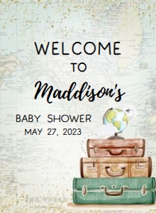 285 Travel Around the World Baby Shower Welcome Sign 11x15: 285 Travel Around the World Baby Shower Welcome Sign