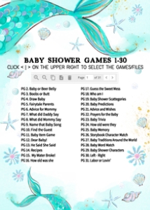 270 Aqua Blue Mermaid baby Shower Games Bundle 2: 270 Aqua Blue Mermaid Baby Shower Games