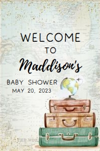 285 Travel Around the World Baby Shower Welcome Sign 20x30: 285 Travel Around the World Baby Shower Welcome Sign