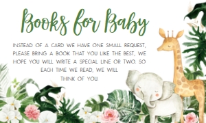 291 Floral Safari Animals Baby Shower Books for Baby: 291 Floral Safari Baby Shower Invitation Set