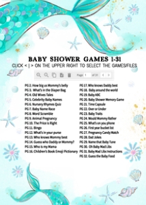 270 Aqua Blue Mermaid Baby Shower Games Bundle 1: 270 Aqua Blue Mermaid Baby Shower Games