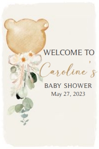 292 Brown Bear Balloon Baby Shower Welcome Sign 24x36: 292 Brown Bear Balloon Baby Shower Welcome Sign