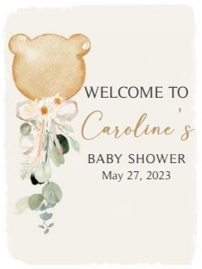 292 Brown Bear Balloon Baby Shower Welcome Sign 18x24: 292 Brown Bear Balloon Baby Shower Welcome Sign