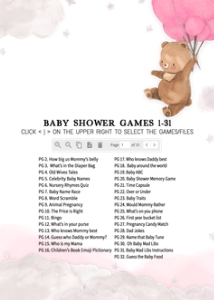249 Pink Bear Baby Shower Games design preview
