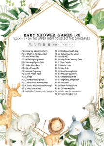 286 Floral Tropical Safari Animals Baby Shower Games Bundle 1: 286 Floral Tropical Safari Animals Baby Shower Games