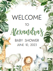 297 Tropical Safari Baby Shower Welcome Sign 18x24: 297 Tropical Safari Baby Shower Welcome Sign