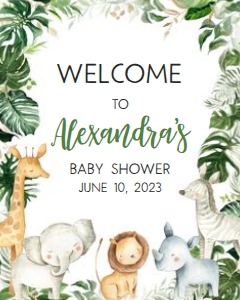 297 Tropical Safari Baby Shower Welcome Sign 16x20: 297 Tropical Safari Baby Shower Welcome Sign