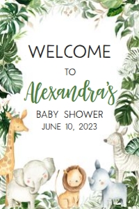 297 Tropical Safari Baby Shower Welcome Sign 24x36: 297 Tropical Safari Baby Shower Welcome Sign