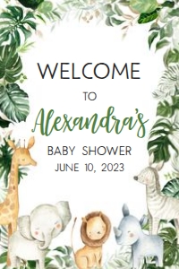 297 Tropical Safari Baby Shower Welcome Sign 20x30: 297 Tropical Safari Baby Shower Welcome Sign