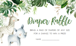 297 Tropical Safari Baby Shower Diaper Raffle: 297 Tropical Safari Baby Shower Invitation Set