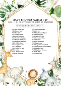 286 Floral Tropical Safari Animals Baby Shower Games Bundle 2: 286 Floral Tropical Safari Animals Baby Shower Games