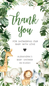 297 Tropical Safari Baby Shower Favor Tag with Line: 297 Tropical Safari Baby Shower Favor Tag