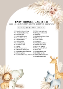 284 Boho Safari Baby Shower Games Bundle design preview