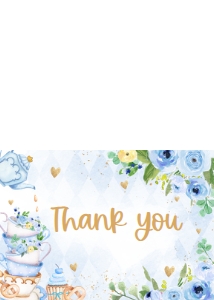 298 Blue Vintage Tea Party Baby Shower Thank You Card: 298 Blue Vintage Tea Party Baby Shower Invitation Set