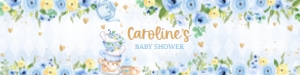 298 Blue Vintage Tea Party Baby Shower Bottle Label design preview