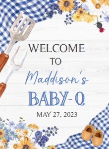 304 Navy Blue Barbeque Baby Shower Welcome Sign 11X15: 304 Navy Blue Barbeque Baby Shower Mega Bundle