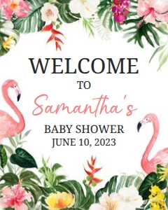305 Flamingo Baby Shower Welcome Sign 16x20: 305 Flamingo Baby Shower Welcome Sign